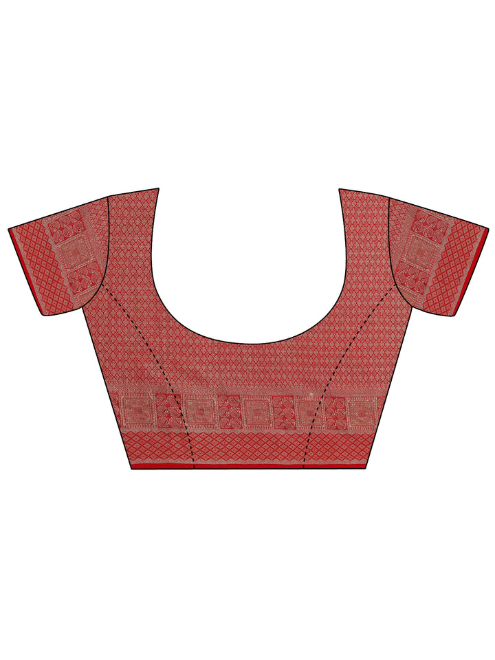 Red Woven Design Pure Georgette Saree With Unstitched Blouse Piece