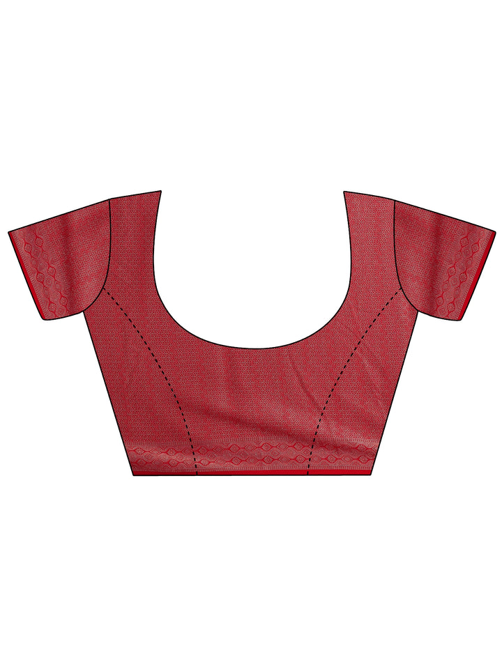 Red Woven Design Pure Georgette Saree With Unstitched Blouse Piece
