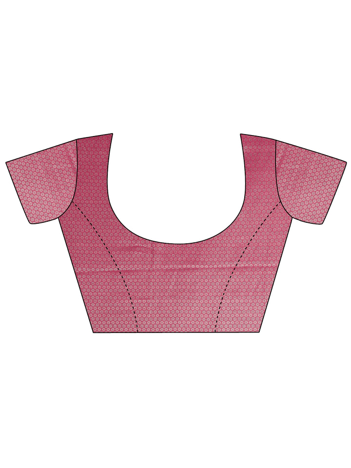 Pink Woven Design Pure Georgette Saree With Unstitched Blouse Piece