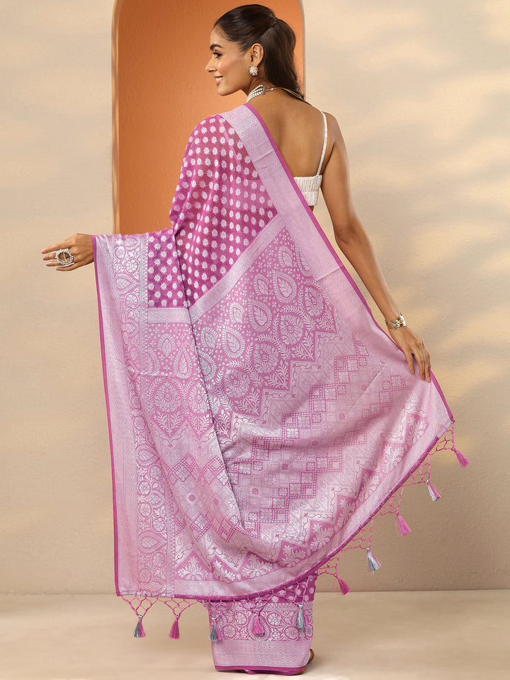 Pink Woven Design Pure Georgette Saree With Unstitched Blouse Piece