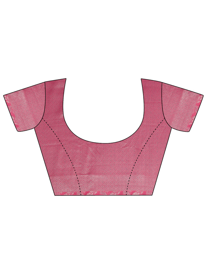 Pink Woven Design Pure Georgette Saree With Unstitched Blouse Piece