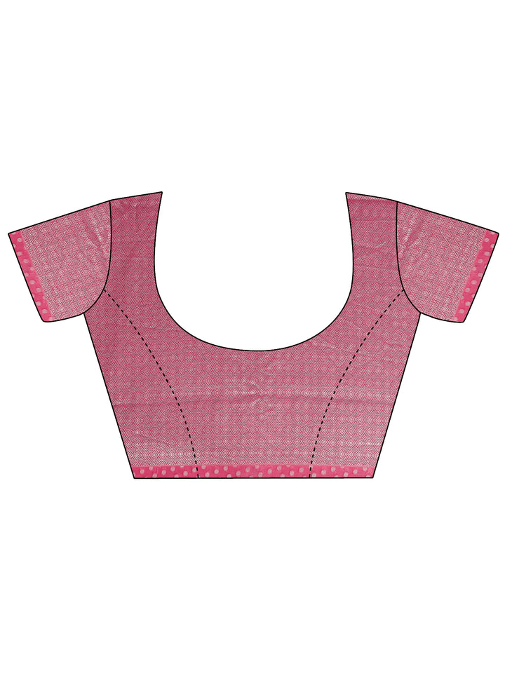 Pink Woven Design Pure Georgette Saree With Unstitched Blouse Piece