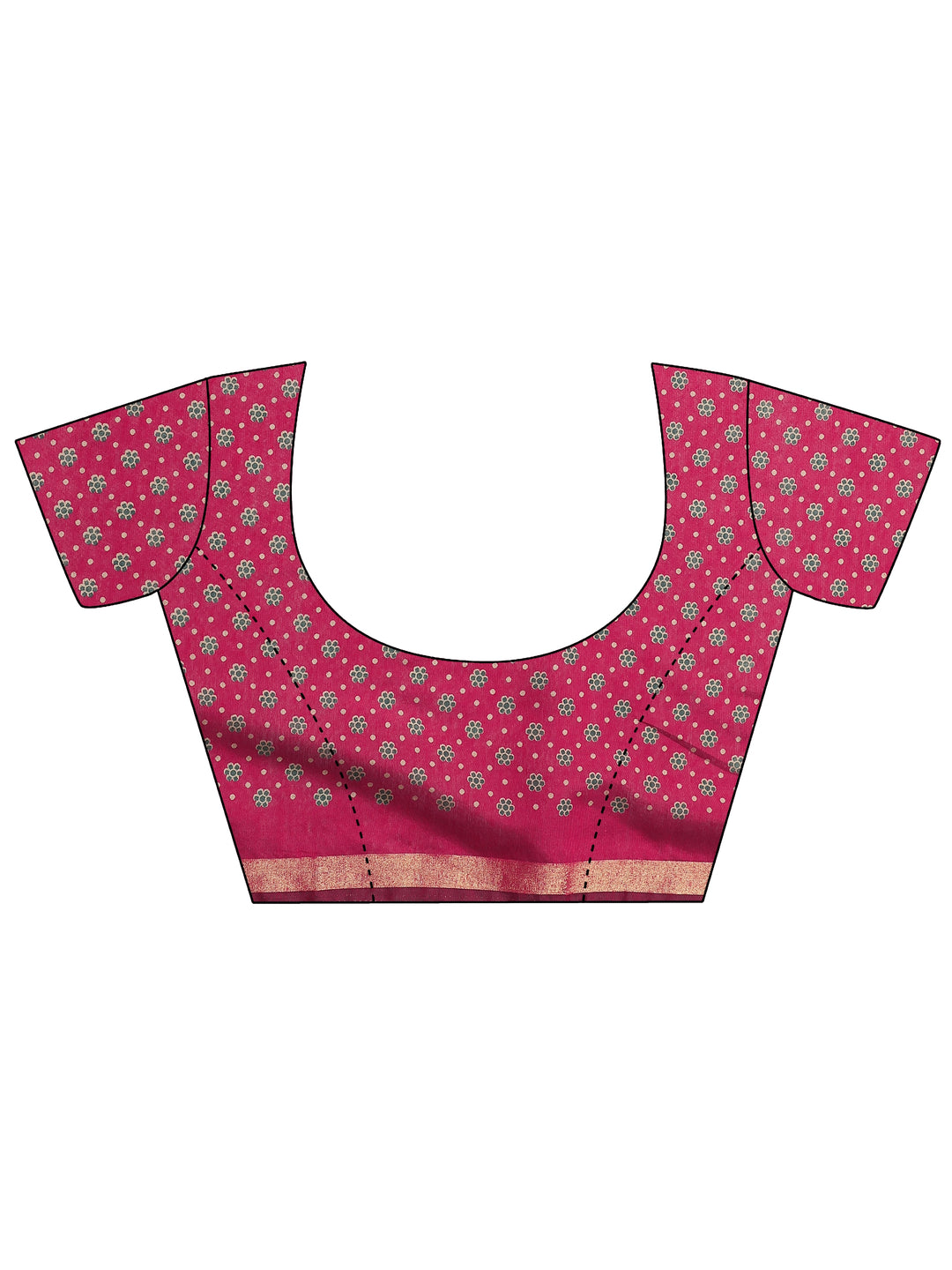 Navy Blue Printed Silk Blend Saree With Unstitched Blouse Piece