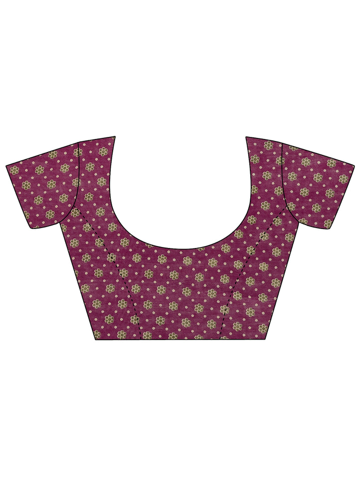 Green Printed Silk Blend Saree With Unstitched Blouse Piece