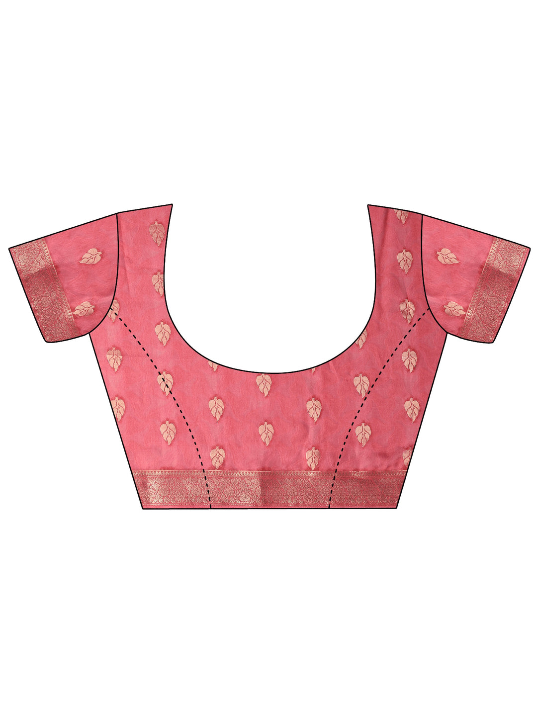 Coral Printed Silk Blend Saree With Unstitched Blouse Piece