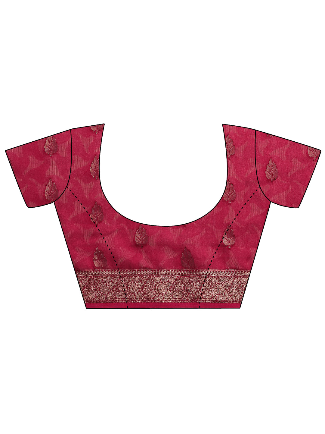 Pink Printed Silk Blend Saree With Unstitched Blouse Piece