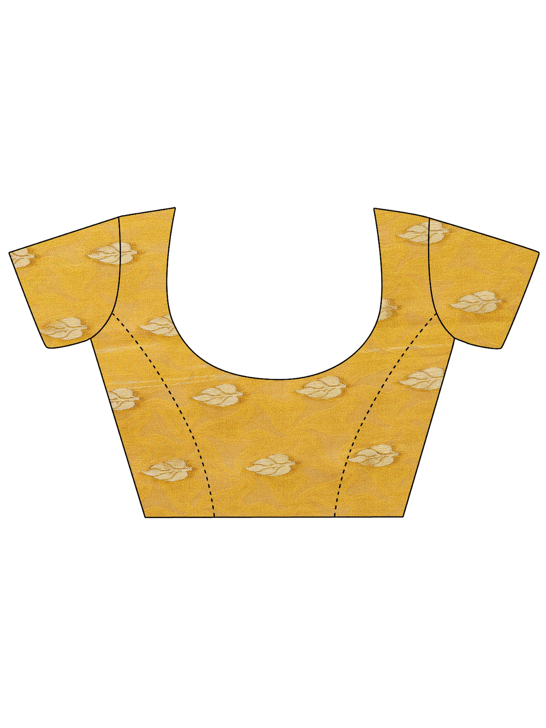 Mustard Printed Silk Blend Saree With Unstitched Blouse Piece