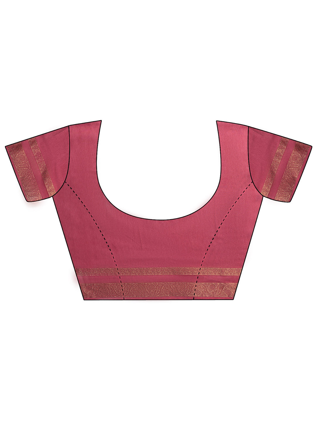 Pink Printed Silk Blend Saree With Unstitched Blouse Piece