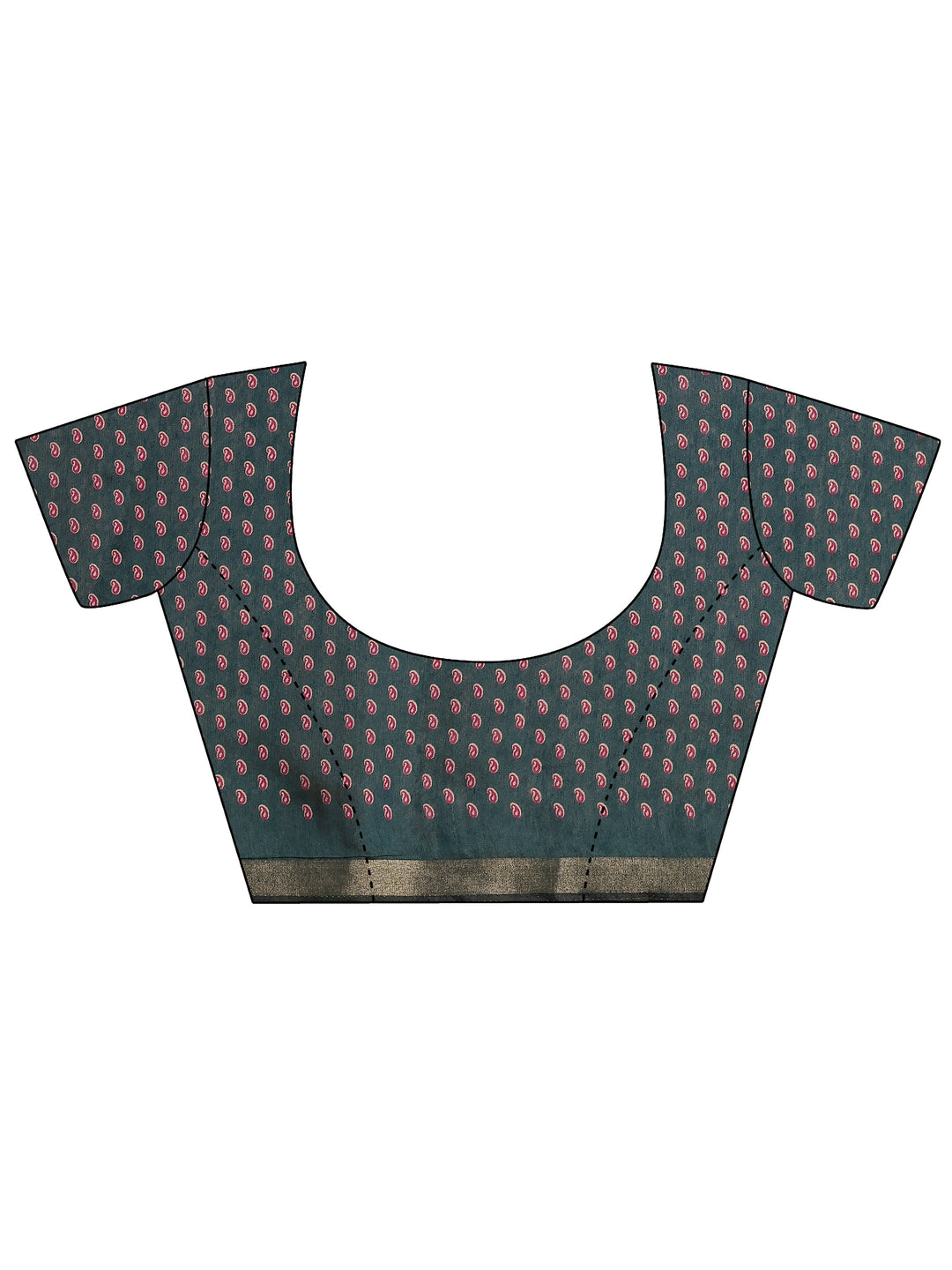 Pink Paisley Printed Silk Blend Saree With Unstitched Blouse Piece