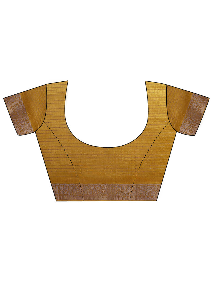 Mustard Embellished Silk Blend Saree With Unstitched Blouse Piece