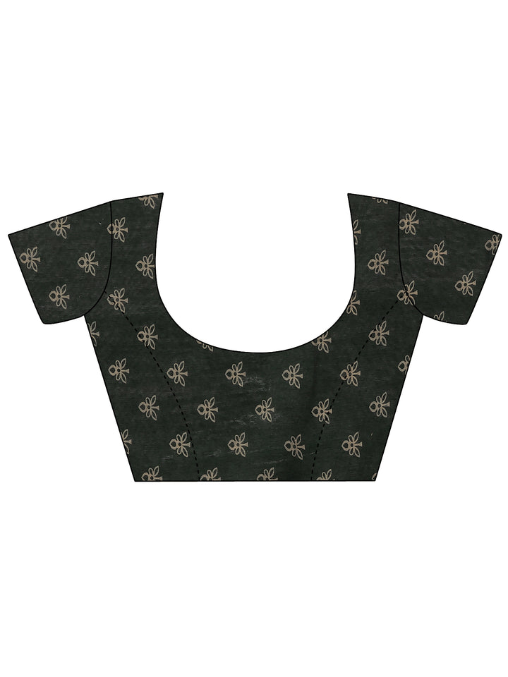 Pink Printed Silk Blend Saree With Unstitched Blouse Piece