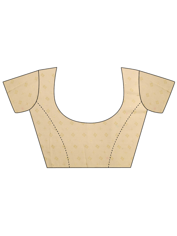 Beige Printed Georgette Saree With Unstitched Blouse Piece