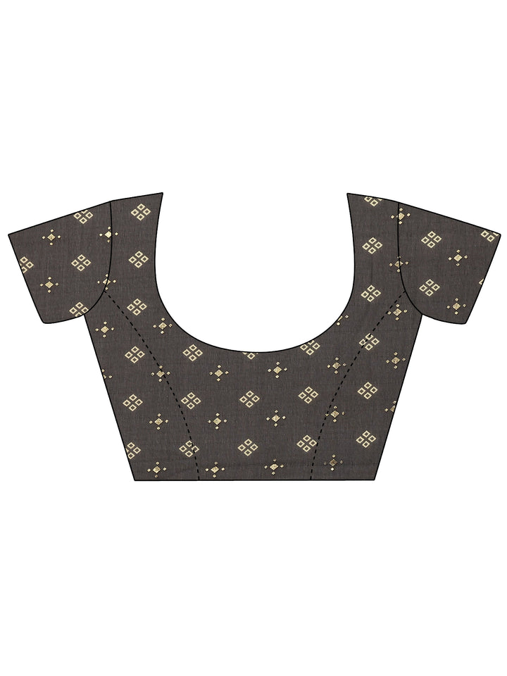 Black Printed Georgette Saree With Unstitched Blouse Piece