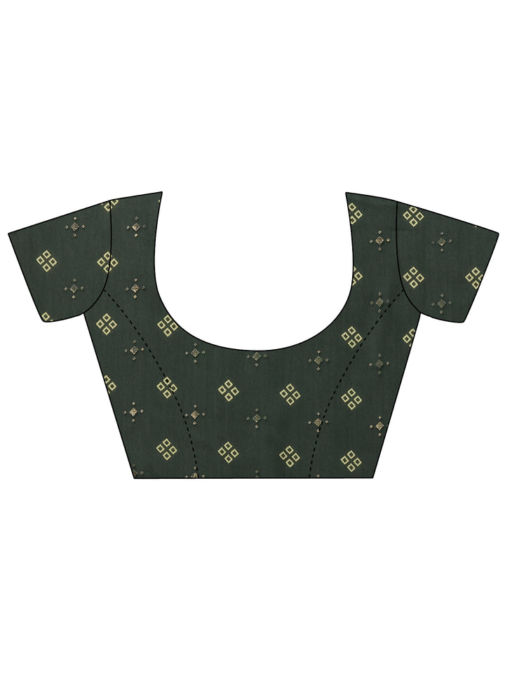 Green Printed Georgette Saree With Unstitched Blouse Piece