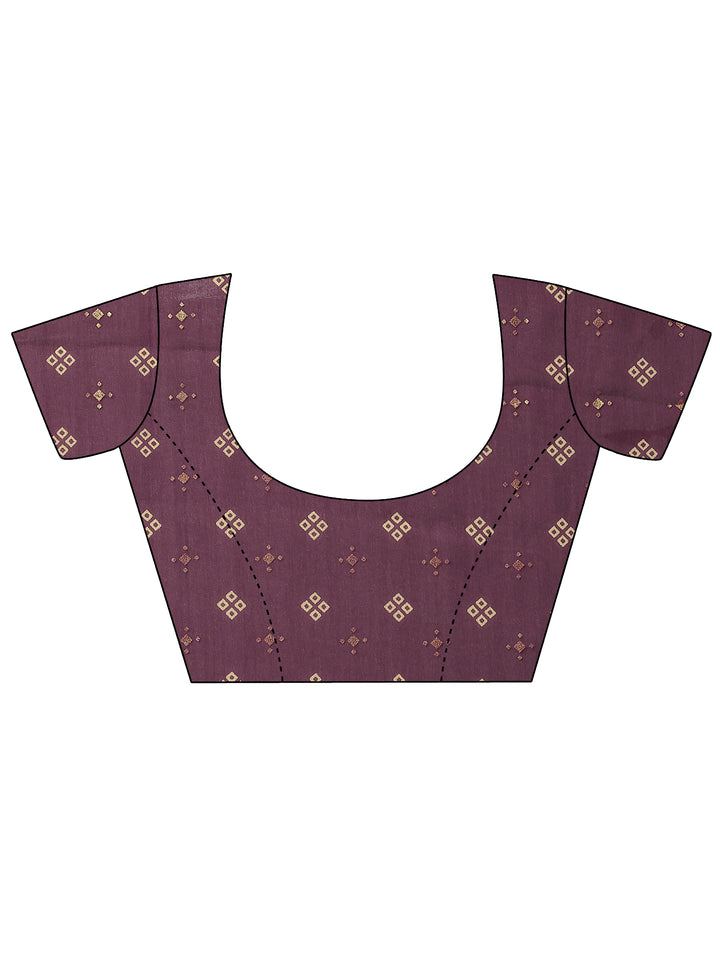 Burgundy Printed Georgette Saree With Unstitched Blouse Piece