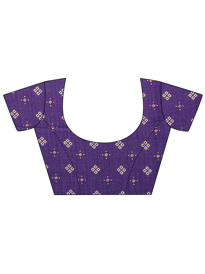 Purple Printed Georgette Saree With Unstitched Blouse Piece