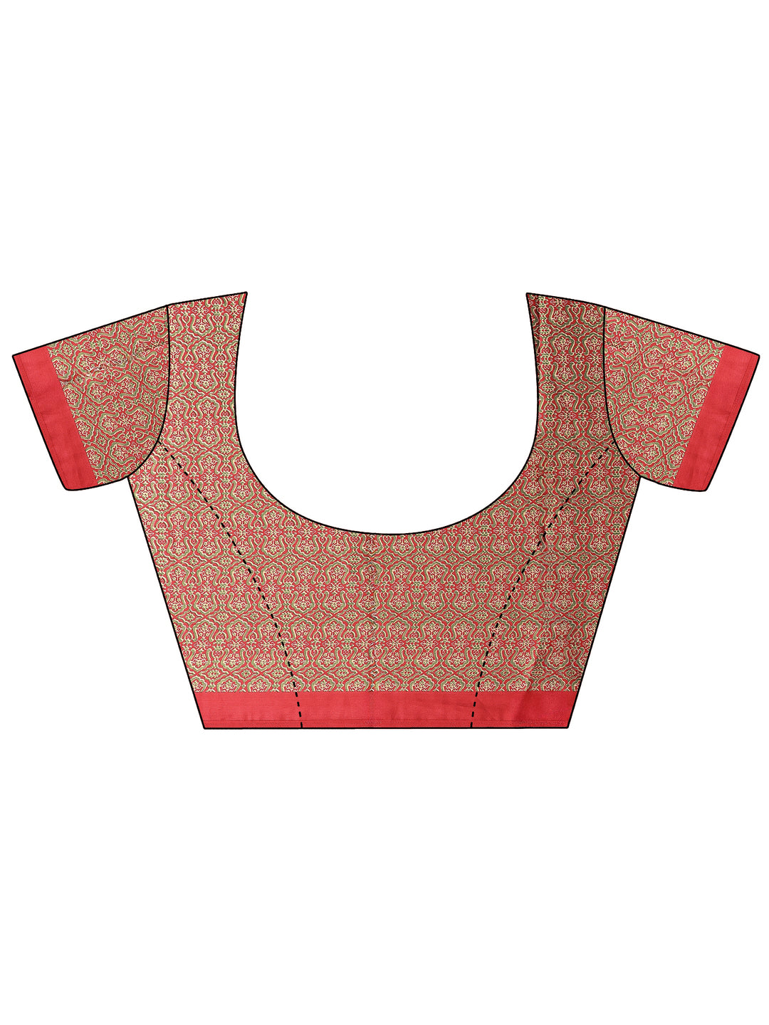 Red Printed Satin Saree With Unstitched Blouse Piece