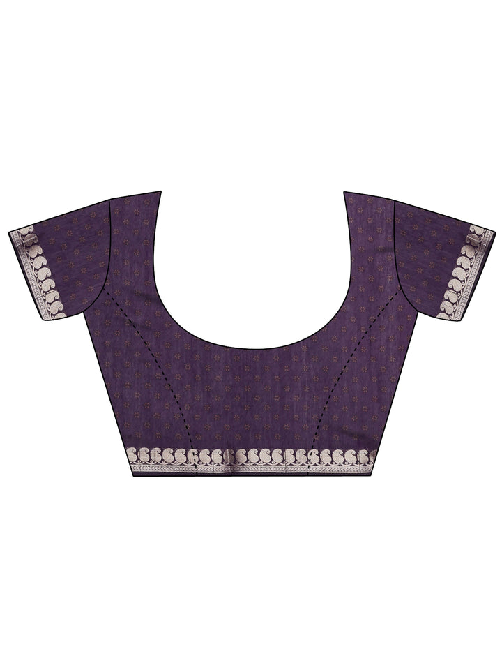 Mauve Printed Silk Blend Saree With Unstitched Blouse Piece