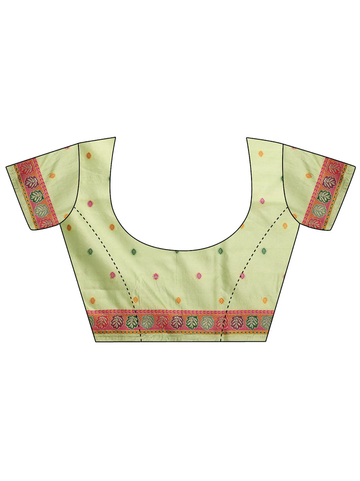 Green Woven Design Silk Blend Saree With Unstitched Blouse Piece