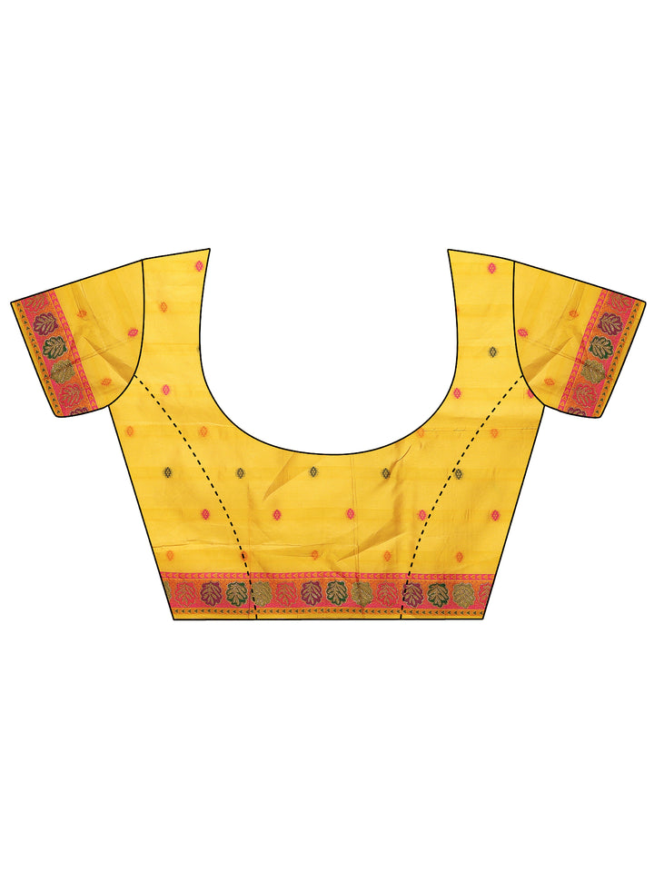 Yellow Woven Design Silk Blend Saree With Unstitched Blouse Piece