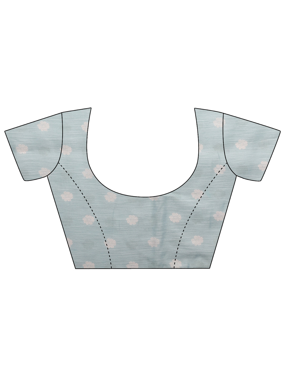 Blue Printed Linen Saree With Unstitched Blouse Piece