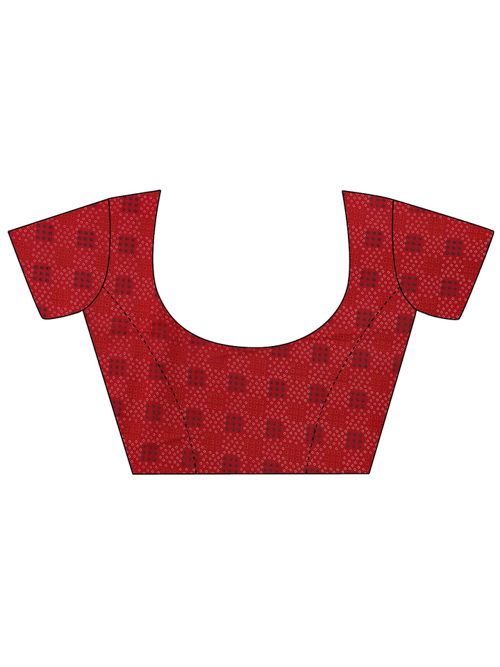 Pink Bandhani Printed Georgette Saree With Unstitched Blouse Piece