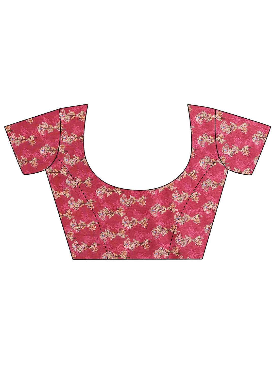 Pink Printed Silk Blend Saree With Unstitched Blouse Piece