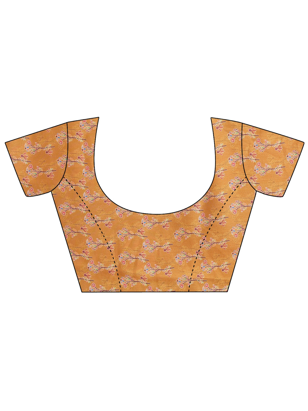 Mustard Printed Silk Blend Saree With Unstitched Blouse Piece