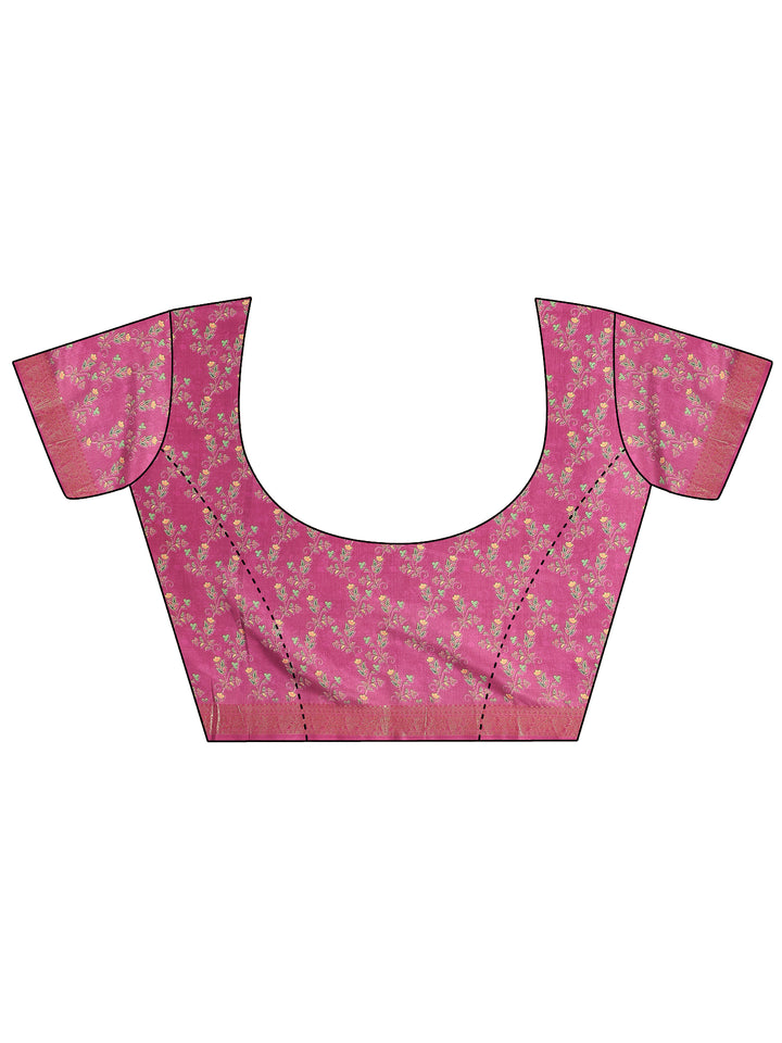 Mauve Printed Silk Blend Saree With Unstitched Blouse Piece