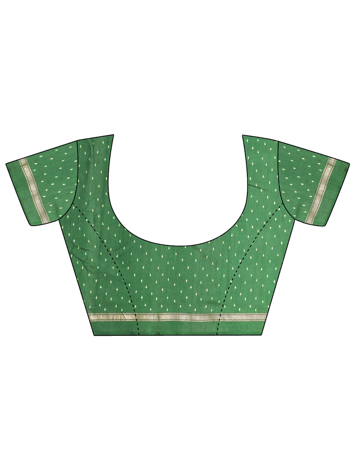 Mustard Printed Silk Blend Saree With Unstitched Blouse Piece