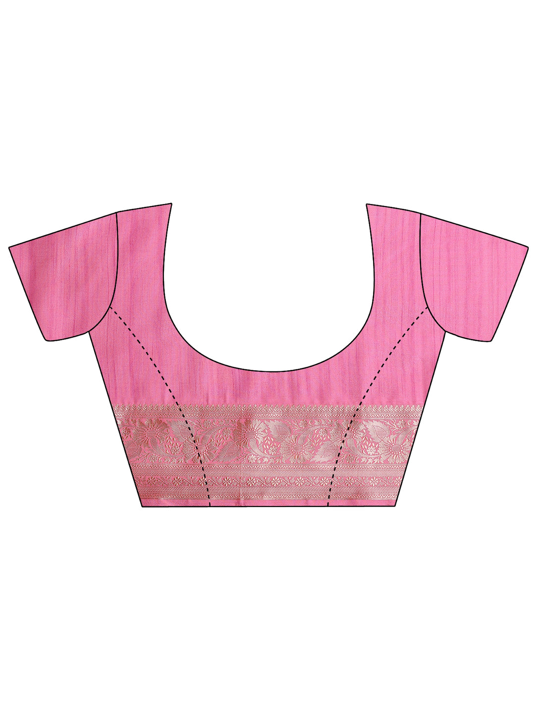 Pink Printed Silk Blend Saree With Unstitched Blouse Piece