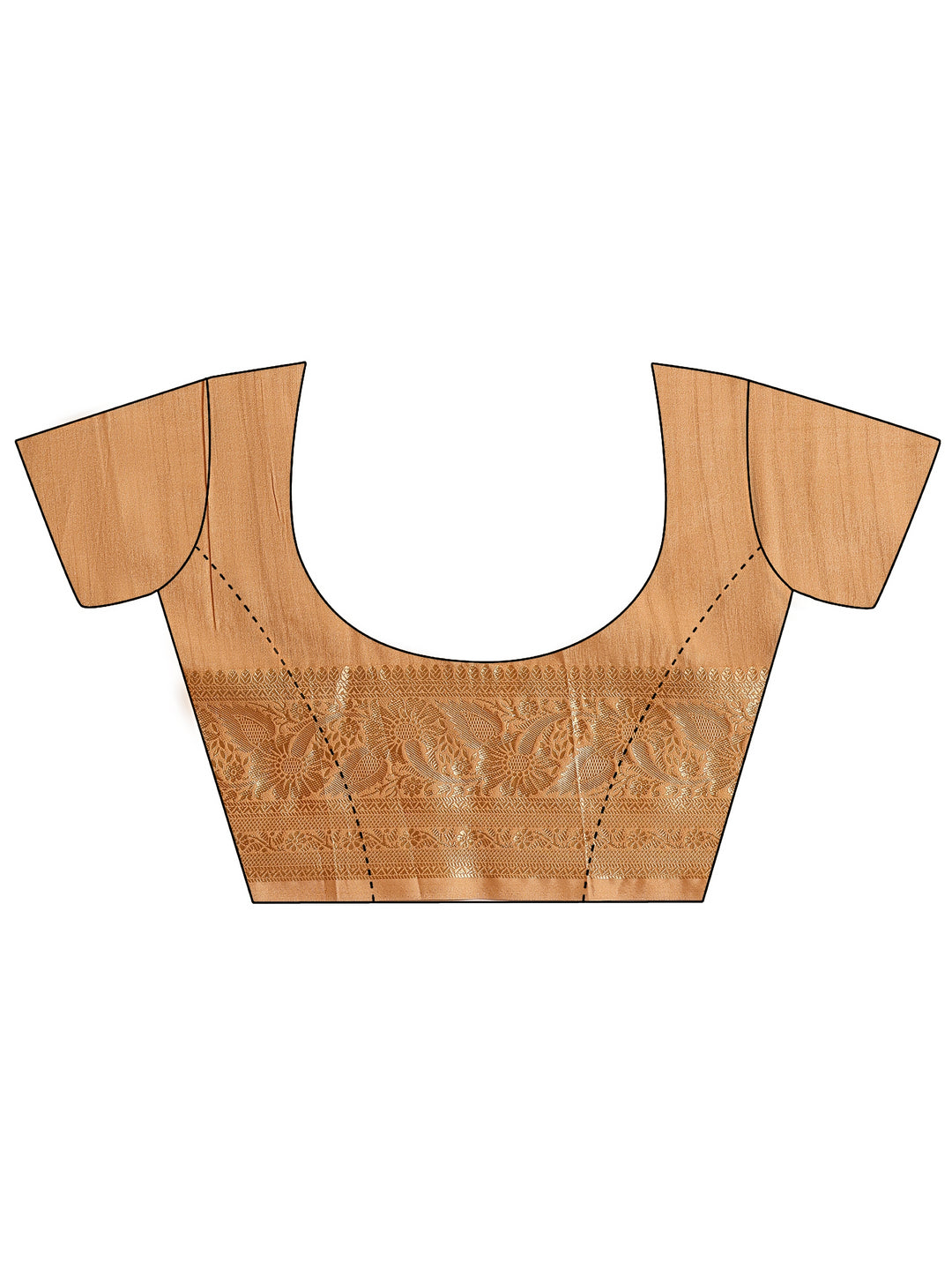 Peach Printed Silk Blend Saree With Unstitched Blouse Piece