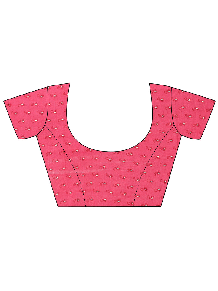 Pink Paisley Printed Georgette Saree With Unstitched Blouse Piece