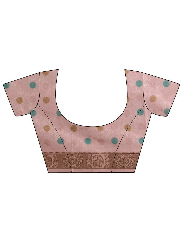 Blue Geometric Printed Silk Blend Saree With Unstitched Blouse Piece