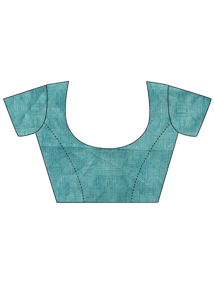 Blue Printed Georgette Saree With Unstitched Blouse Piece