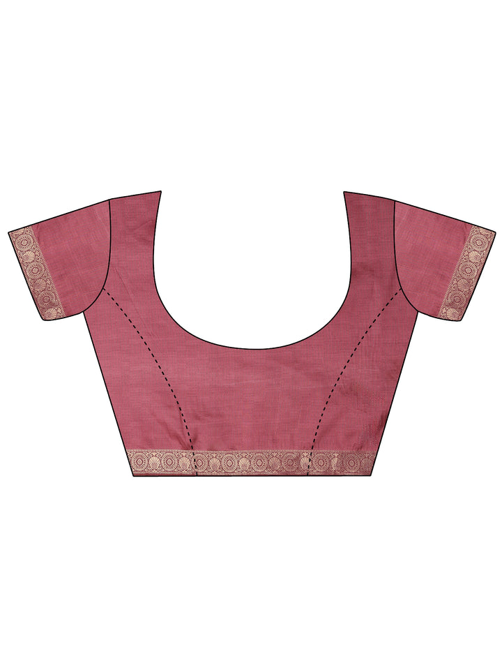 Pink Embellished Silk Blend Saree With Unstitched Blouse Piece