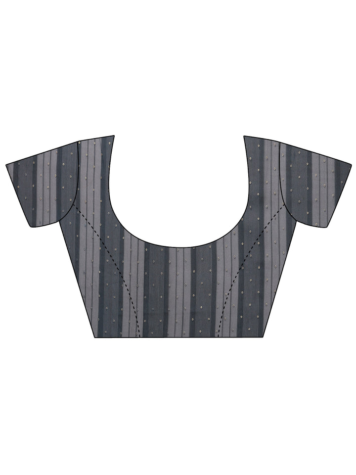 Navy Blue Bandhani Printed Georgette Saree With Unstitched Blouse Piece