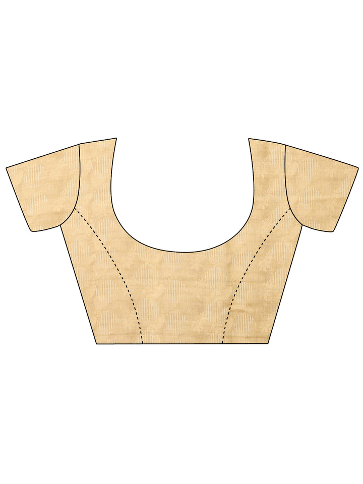 Mustard Printed Silk Blend Saree With Unstitched Blouse Piece