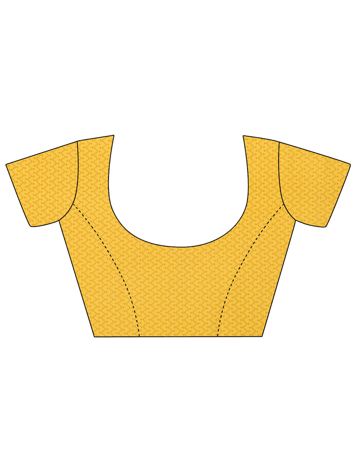 Mustard Bandhani Printed Georgette Saree With Unstitched Blouse Piece