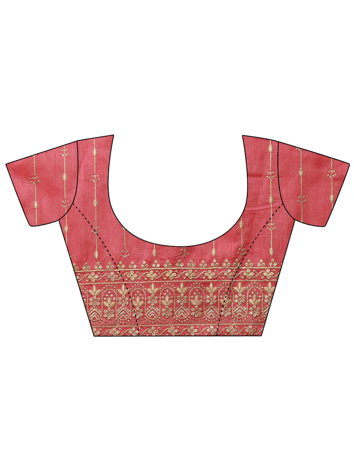 Pink Printed Georgette Saree With Unstitched Blouse Piece