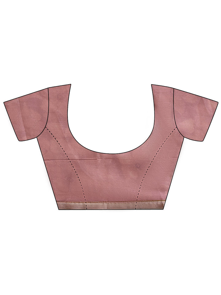 Mauve Printed Silk Blend Saree With Unstitched Blouse Piece