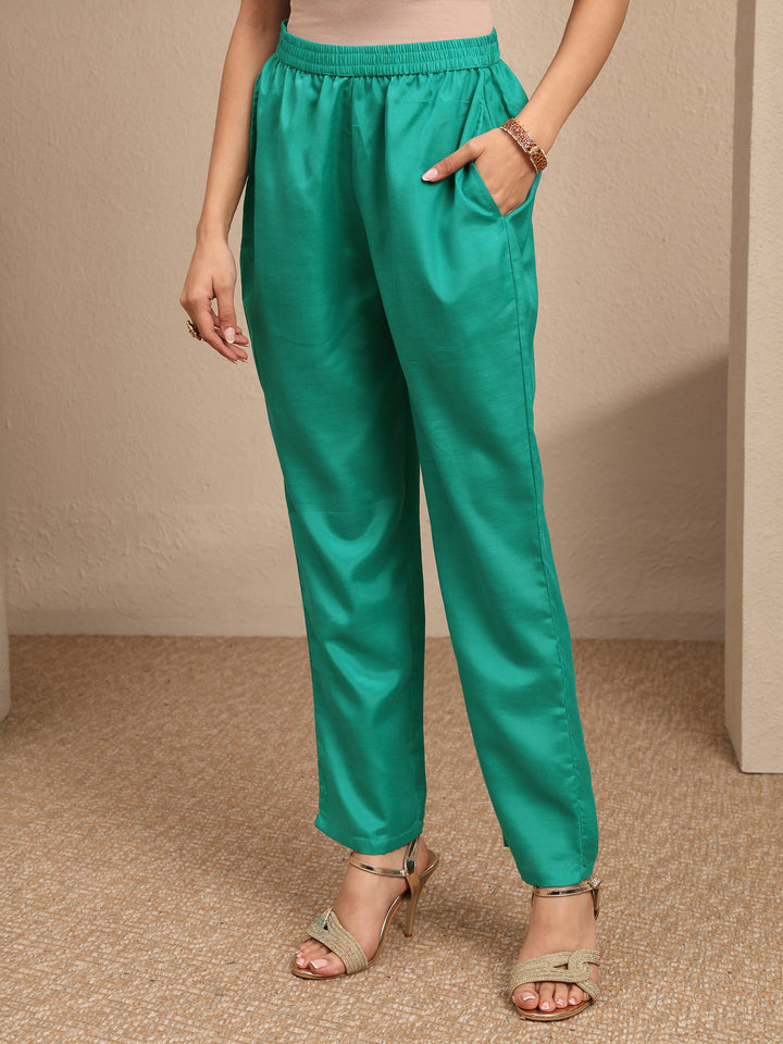 Green Embroidered Organza Straight Suit Set With Dupatta