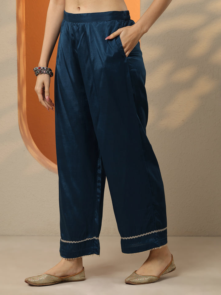 Teal Printed Chinon Straight Suit Set With Dupatta