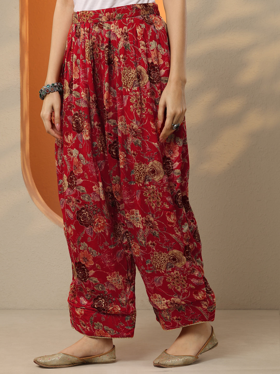 Libas Art Maroon Embroidered Chinon Straight Suit Set With Dupatta