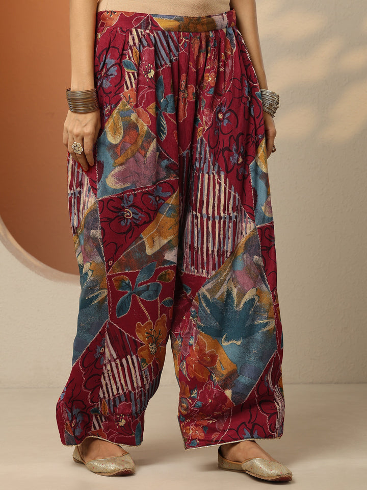 Maroon Embellished Chinon Straight Suit Set With Dupatta