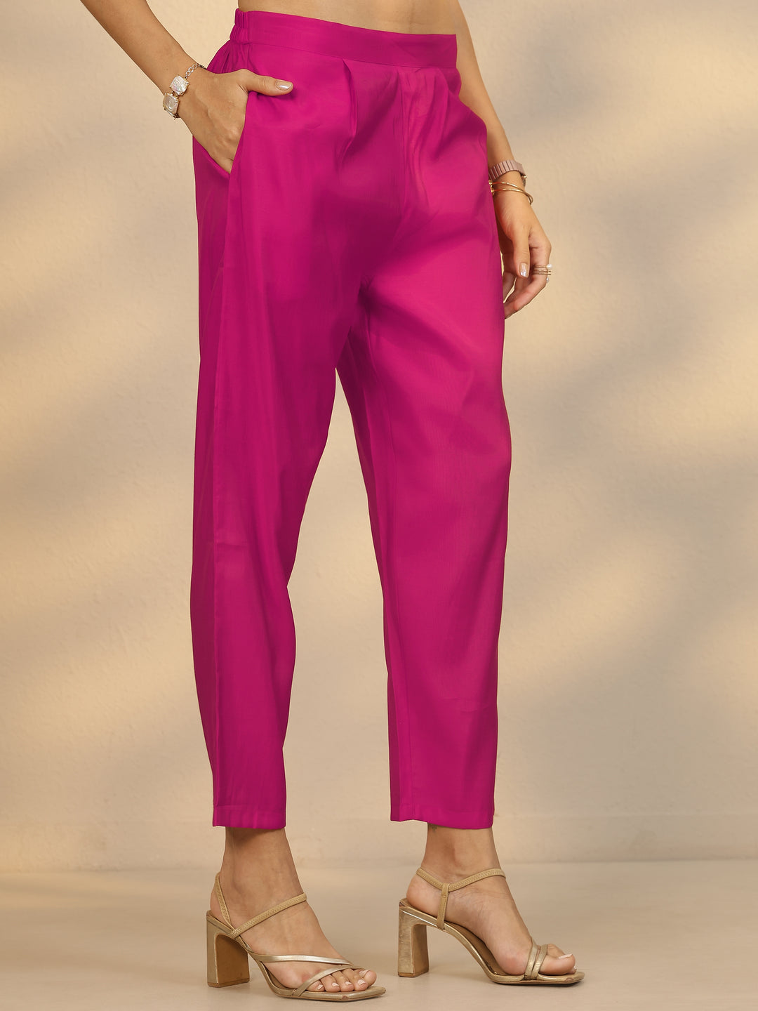 Pink Printed Silk Blend Straight Suit Set With Dupatta