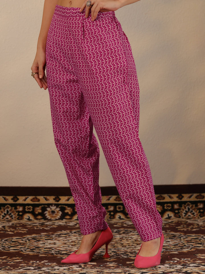 Pink Printed Cotton Blend Straight Suit Set With Dupatta