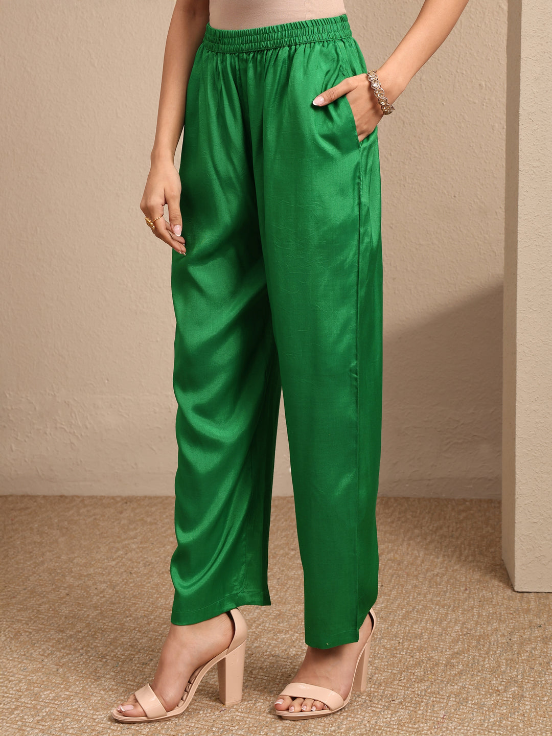 Lime Green Bandhani Printed Silk Blend Suit Set With Dupatta