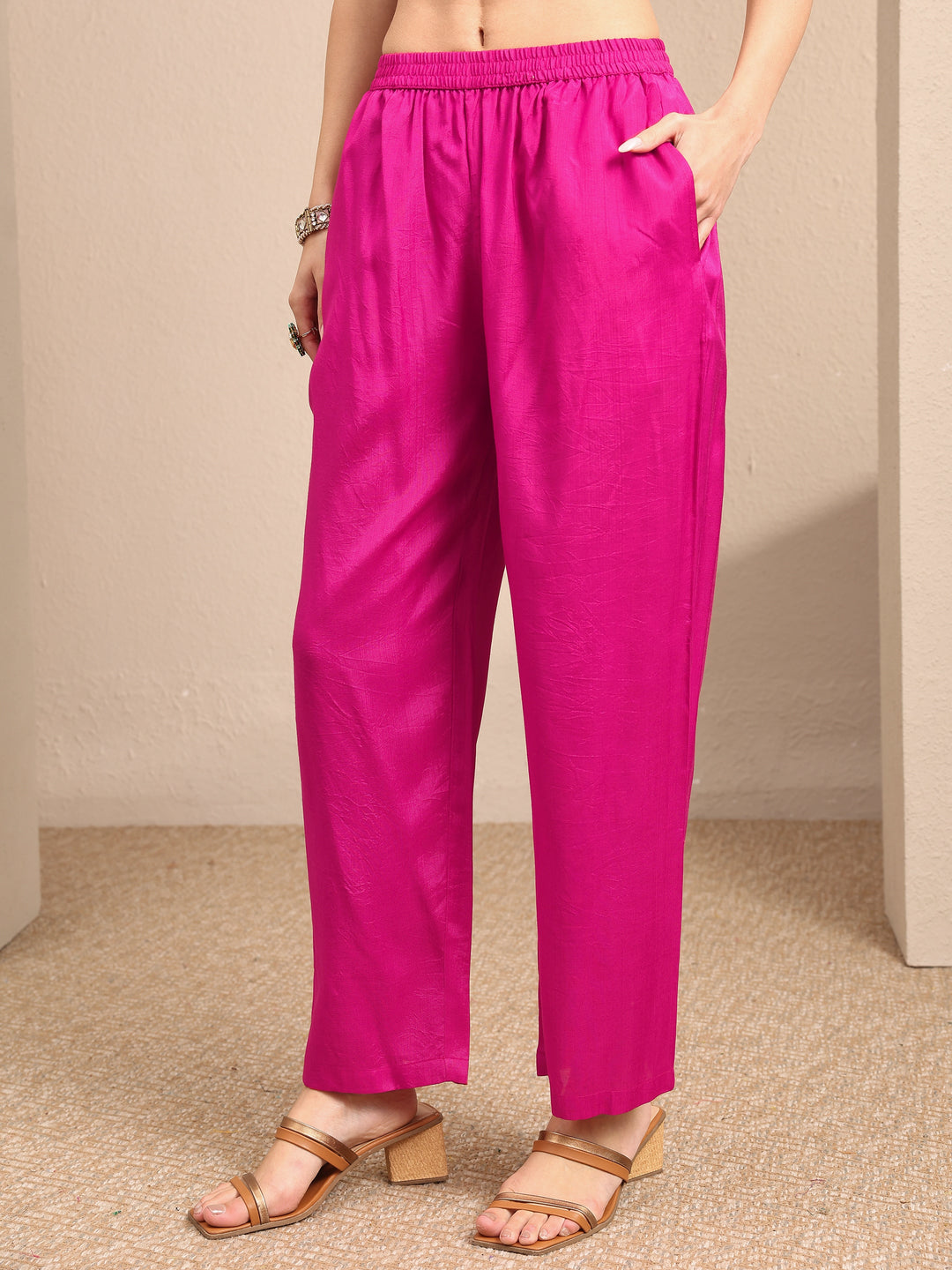 Orange Bandhani Printed Silk Blend Suit Set With Dupatta