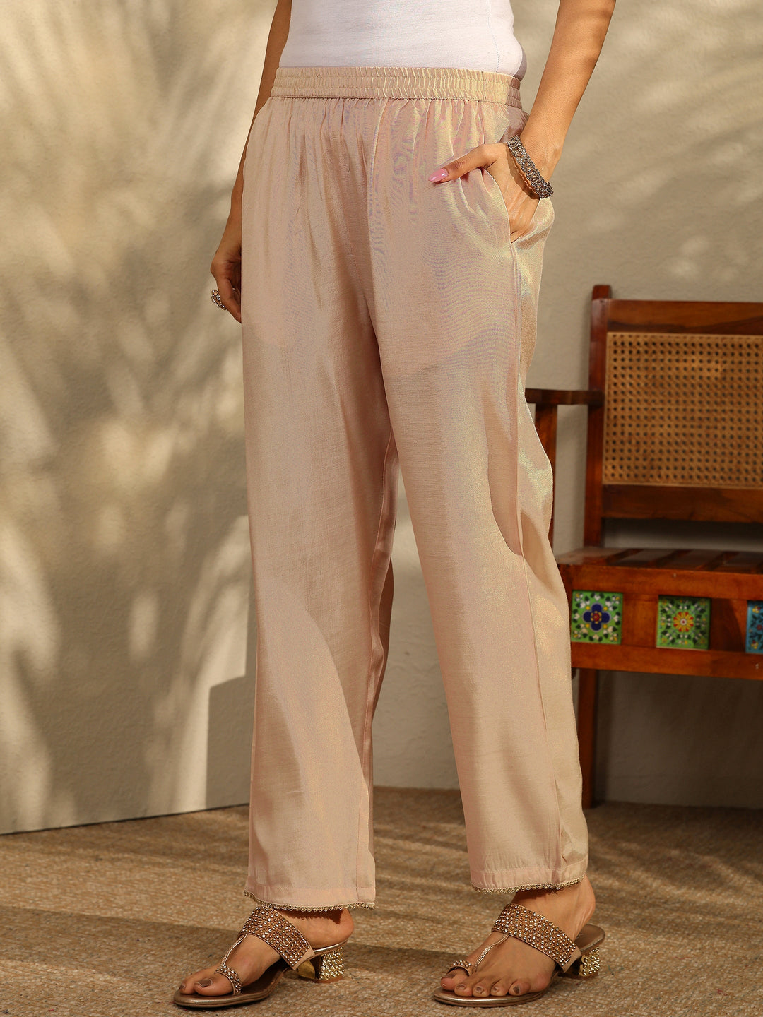 Cream Printed Crepe Straight Suit Set With Dupatta